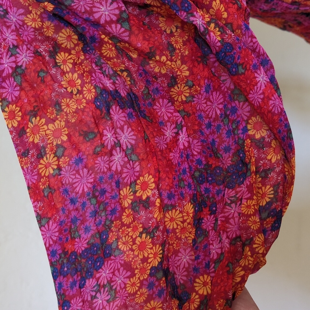 Free People Back on Top Smocked Hot Pink Combo Crop Top Size Medium - Picture 7 of 10